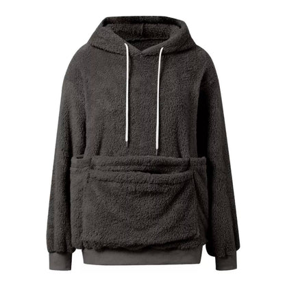 Relaxed Textured Hoodie With Large Front Pouch – Charcoal