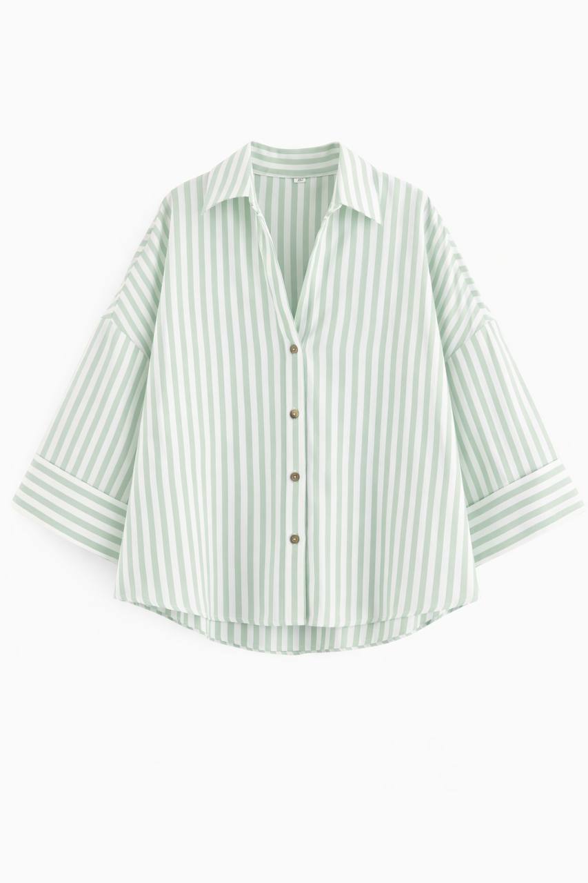 Women's Oversized Striped Button Down Shirt