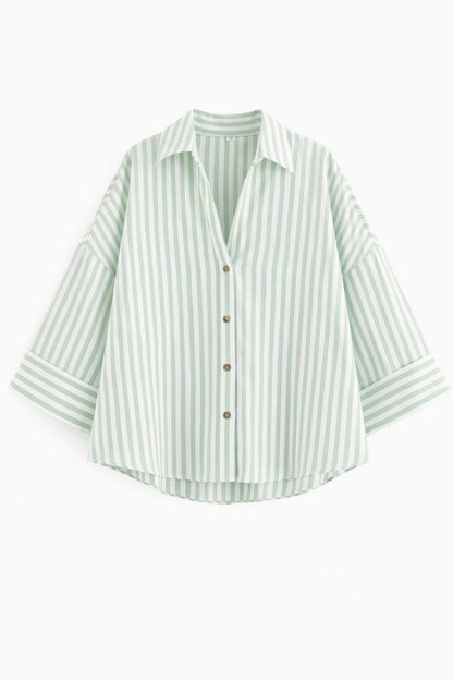 Women's Oversized Striped Button Down Shirt