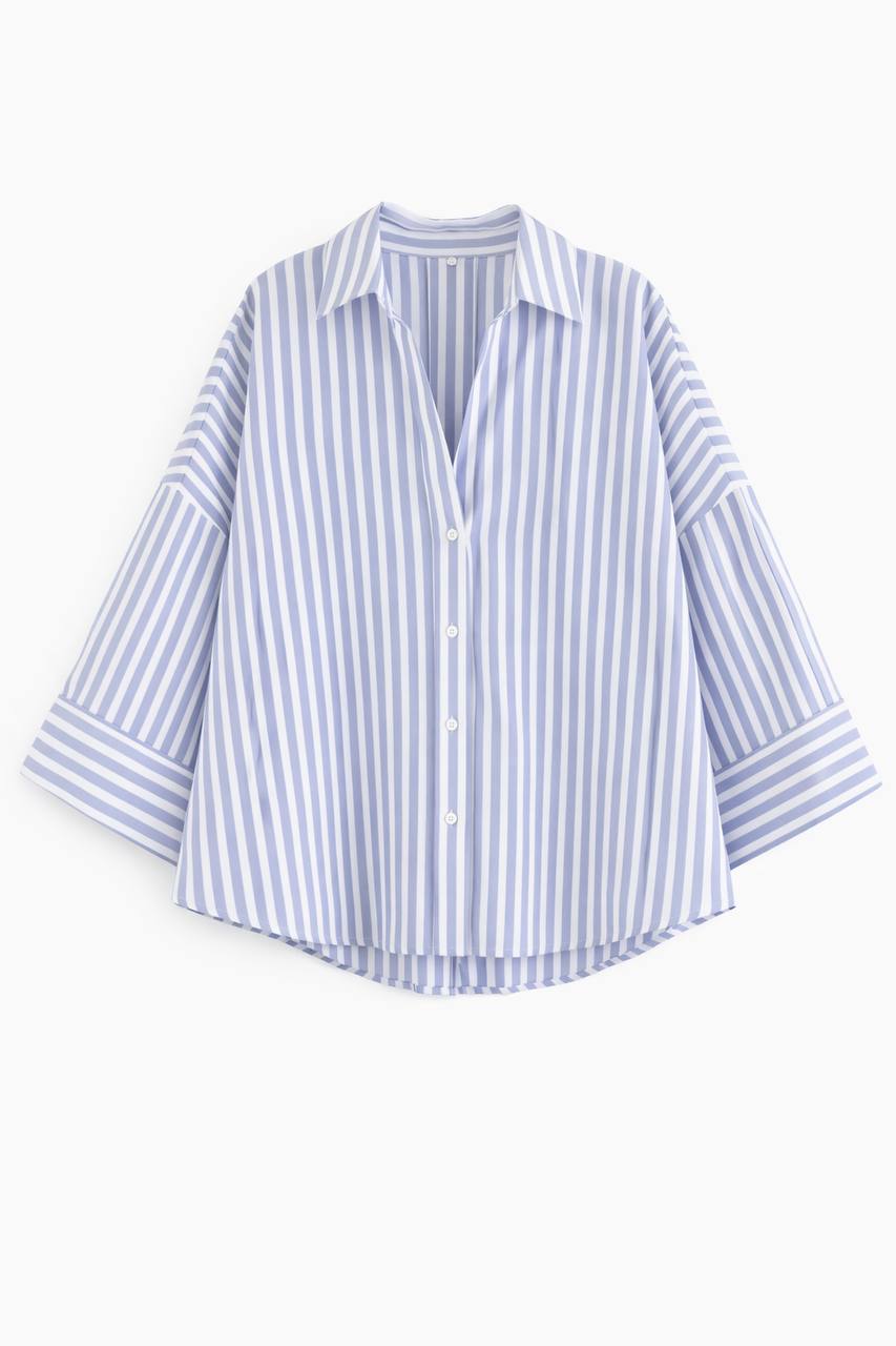 Women's Oversized Striped Button Down Shirt