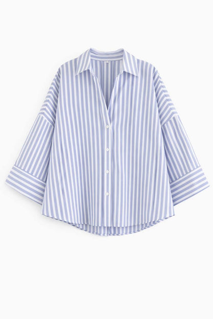 Women's Oversized Striped Button Down Shirt