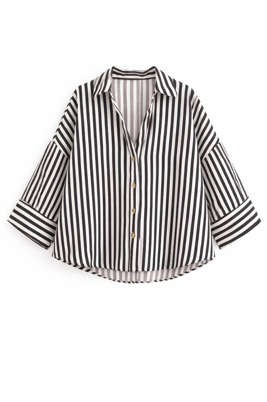 Women's Oversized Striped Button Down Shirt