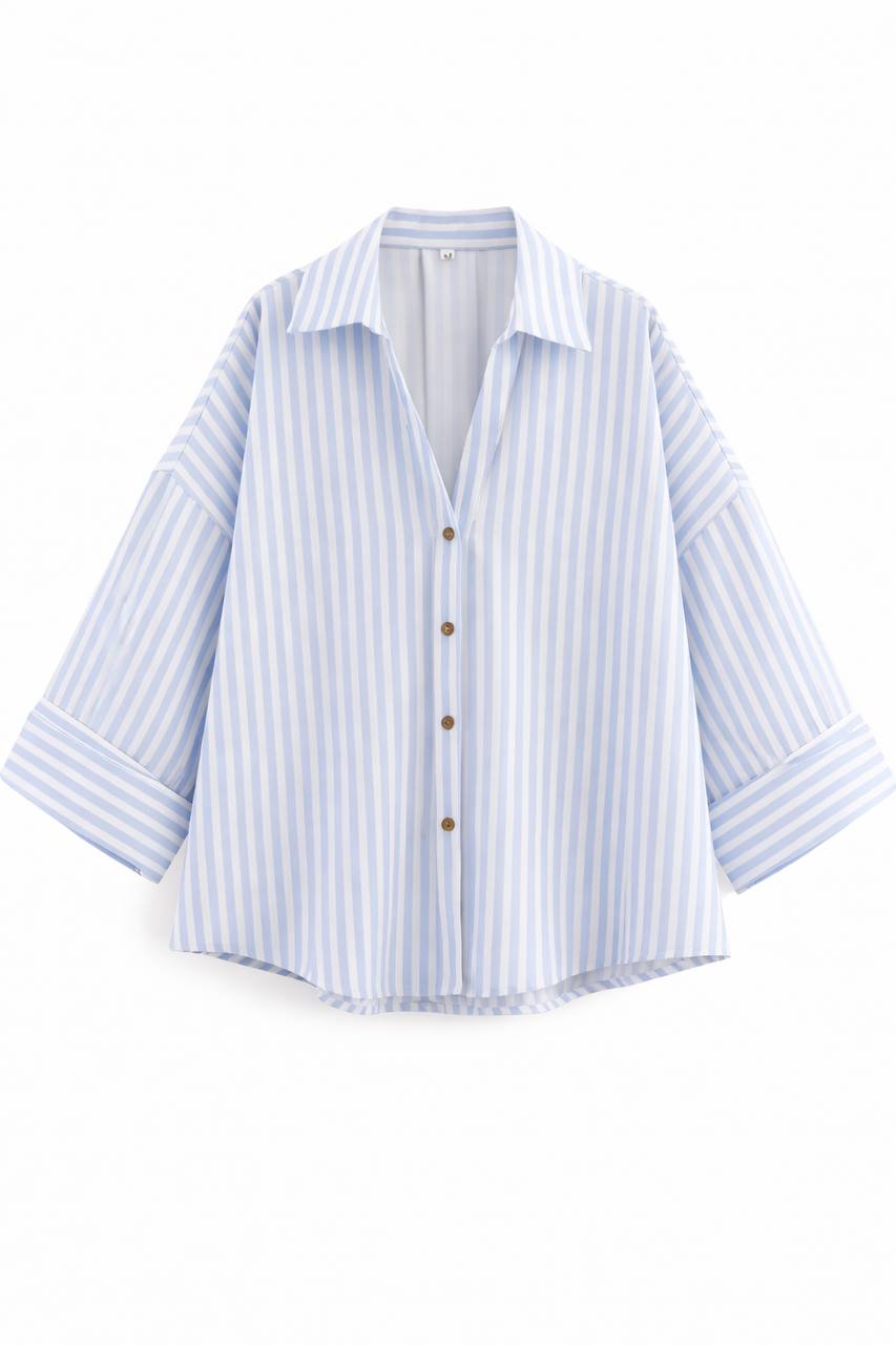 Women's Oversized Striped Button Down Shirt