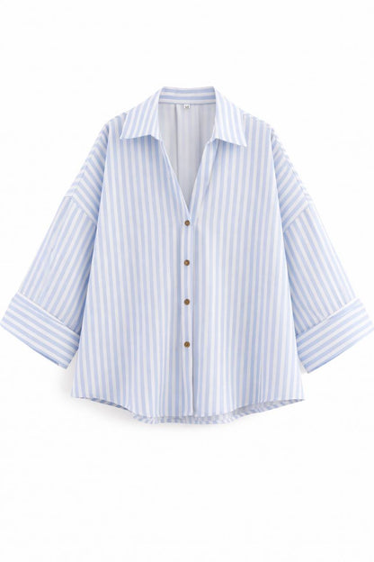 Women's Oversized Striped Button Down Shirt