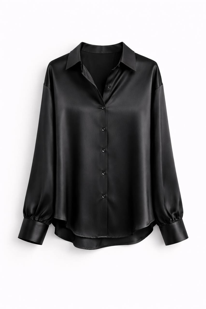 Women's Satin Button Down Blouse