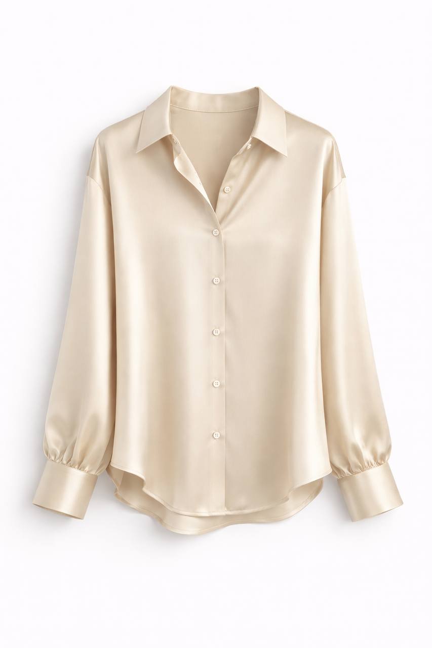 Women's Satin Button Down Blouse