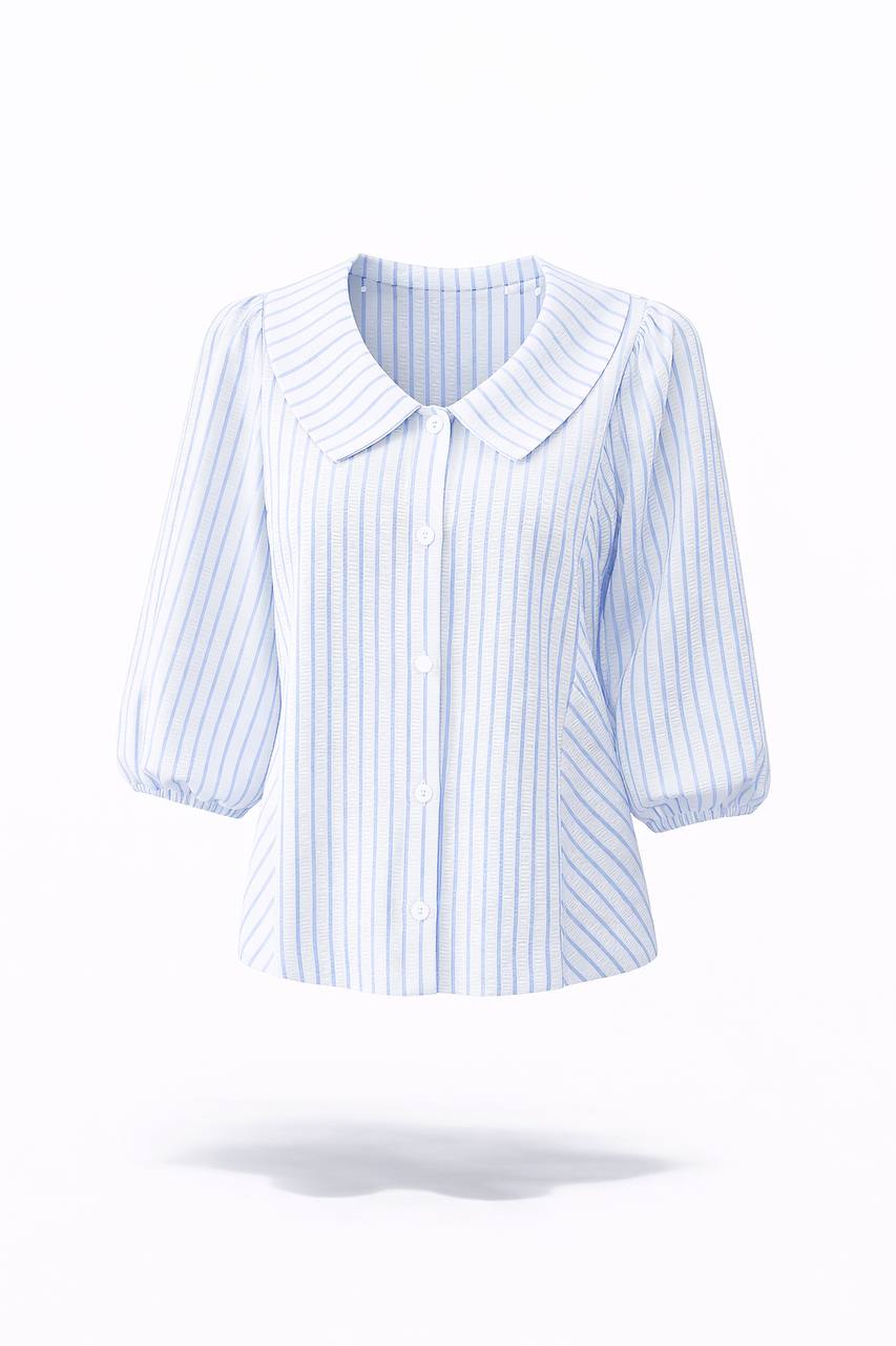 Women's Striped Peter Pan Collar Blouse