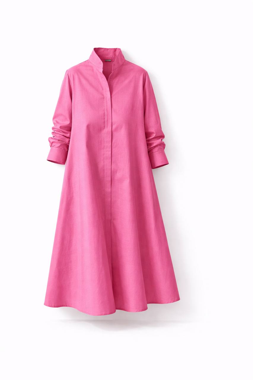 Women's Button Front Midi Shirt Dress with Pockets
