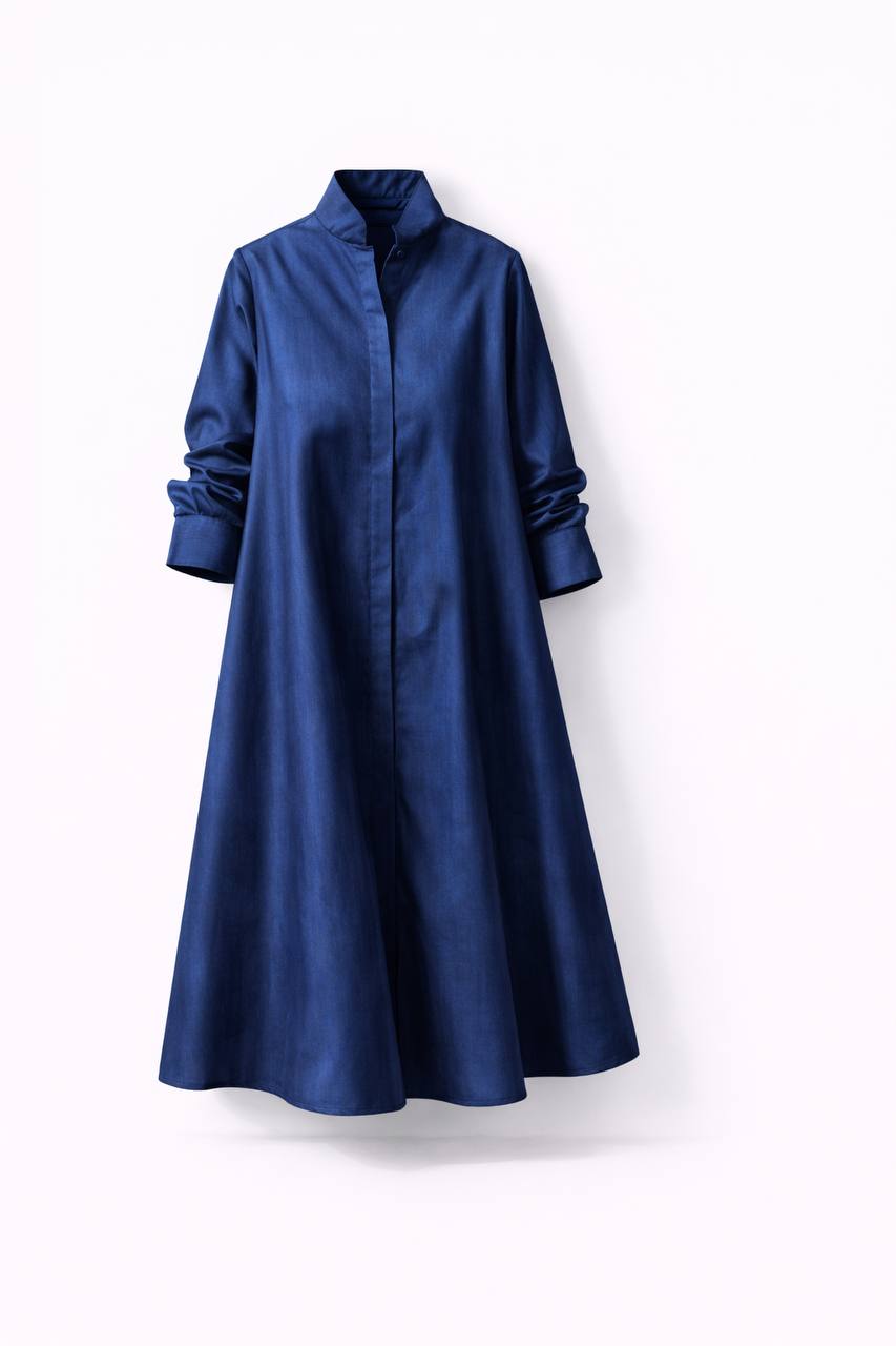 Women's Button Front Midi Shirt Dress with Pockets