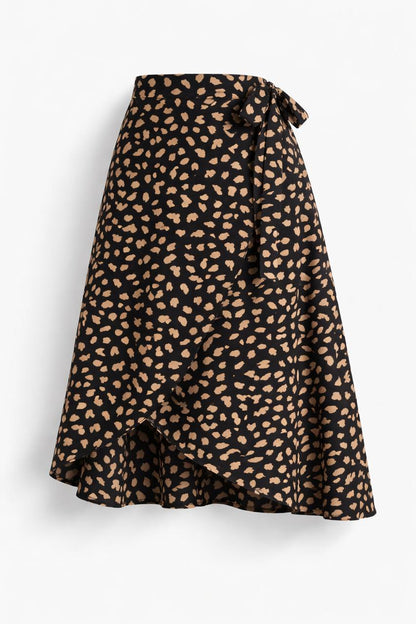 Animal Print Wrap Midi Skirt