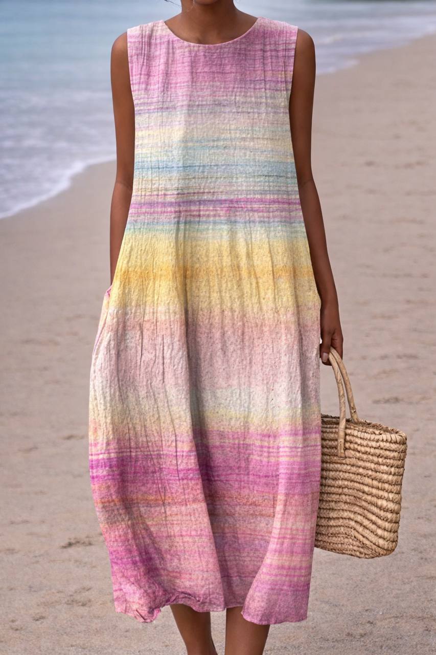 Andrea | Gradient Stripe Sleeveless Midi Dress