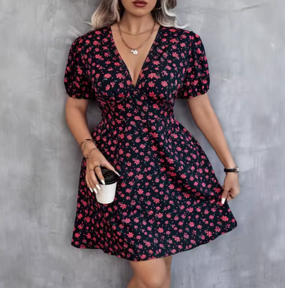 Floral V-Neck Mini Dress
