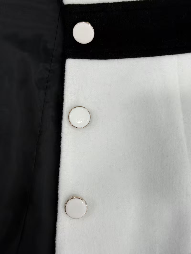 Women’s Elegant Contrast-Trim Tailored Midi Coat Dress with Notched Lapels