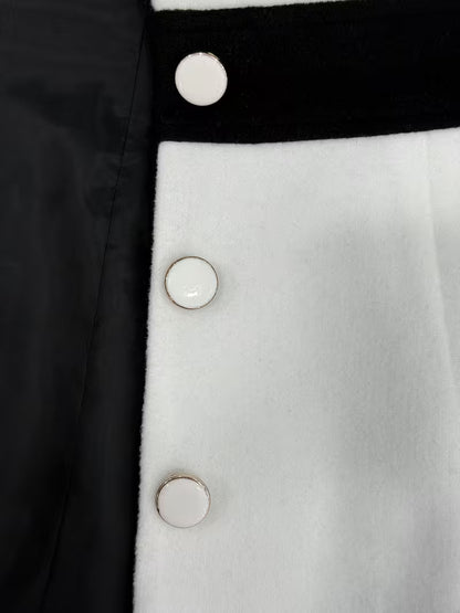 Women’s Elegant Contrast-Trim Tailored Midi Coat Dress with Notched Lapels